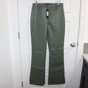 Motel Faux Leather Green Flare Pants Size Medium New Zoven Trouser